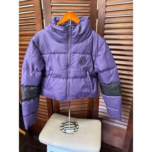 Ace Society Kids Purple Black Puffer Jacket Size Small